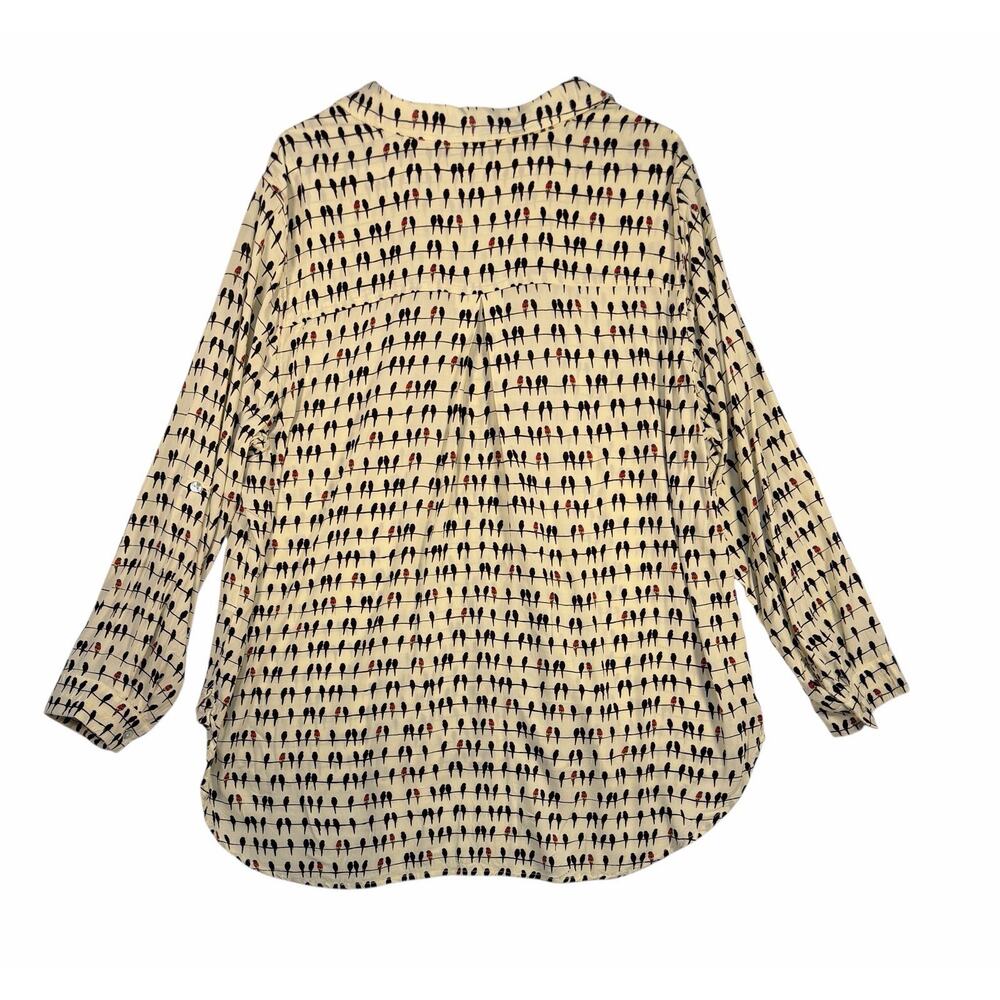 Jane and Delancey Tunic Top Shirt Blouse Size 2X Bird on a Wire Roll Tab Sleeve - Picture 3 of 7
